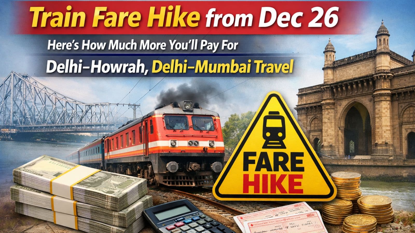 Train fare hike from Dec 26: Here’s how much more you will pay for Delhi–Howrah, Delhi–Mumbai travel