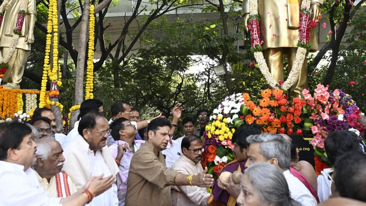 S.P. Balasubrahmanyam’s statue unveiled at Ravindra Bharathi in Hyderabad