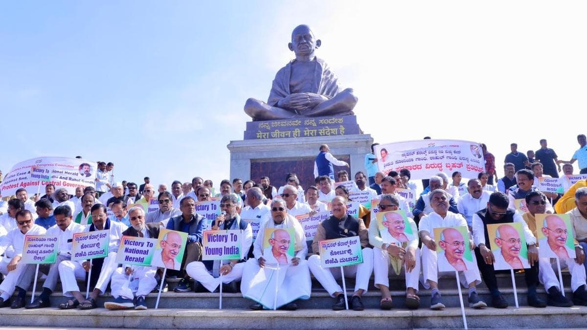 Congress legislators stage protest in Belagavi against renaming of MNREGA scheme, ‘targeting’ of leaders in National Herald case